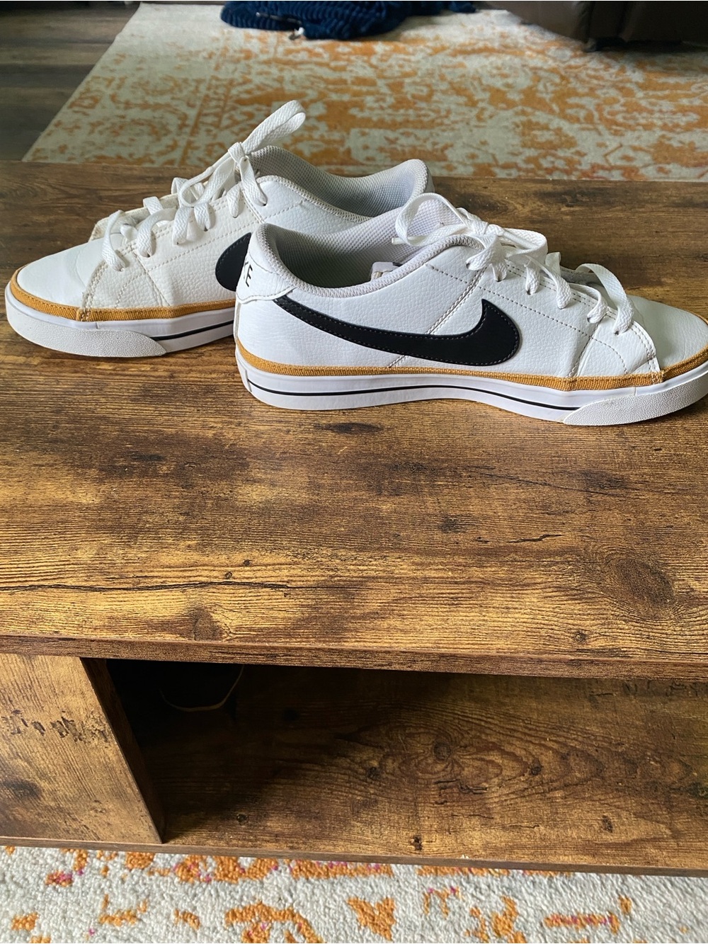 Women’s Nike Court Legacy Sneakers – White/Black/Mustard – Size 9.5 - Picture 8 of 9